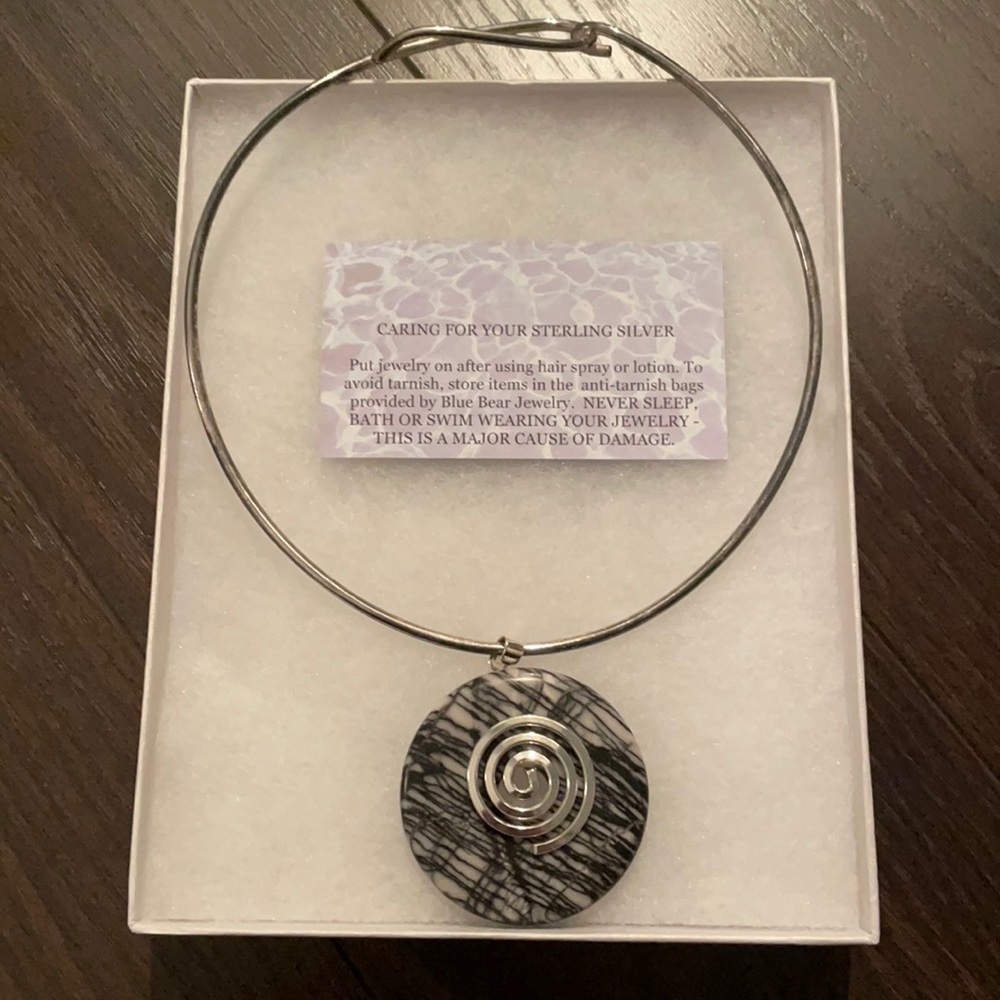 Sterling silver & stone necklace.